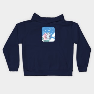 Cute Bunny Loppi Tokki Enjoys the Tranquility of the Night Sky Kids Hoodie